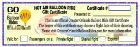 Balloon Flight Gift Certificate